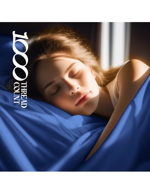 100% Egyptian Cotton Sheets King Size,1000 Thread Count Luxury Heavy Bed Sheets Set,Very Smooth Soft with 18" Deep Pocket Sheets 4 Pc Sets(Ocean Blue, King)